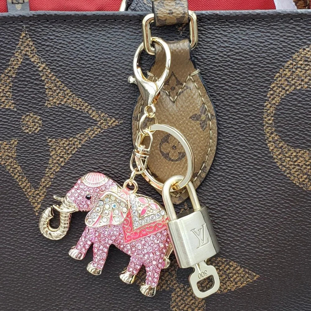 LV Gold Padlock 🔑 Authentic Louis Vuitton Charm + Unbranded Elephant Keychain